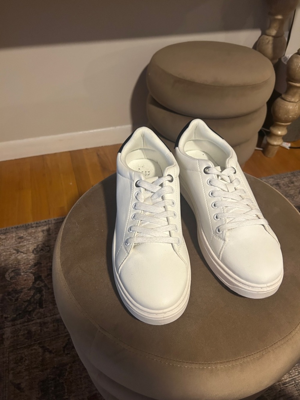 a new day White Low-Top Lace-Up Sneakers